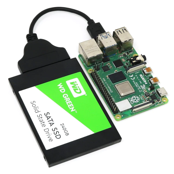 Raspberry Pi 4 with SSD connected on USB port