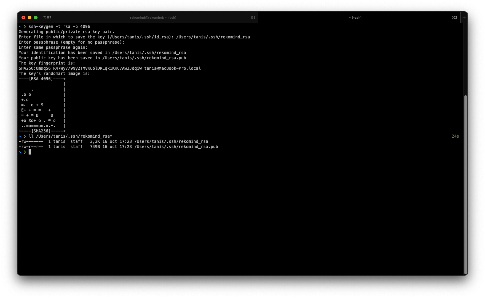 Generate a ssh pair key