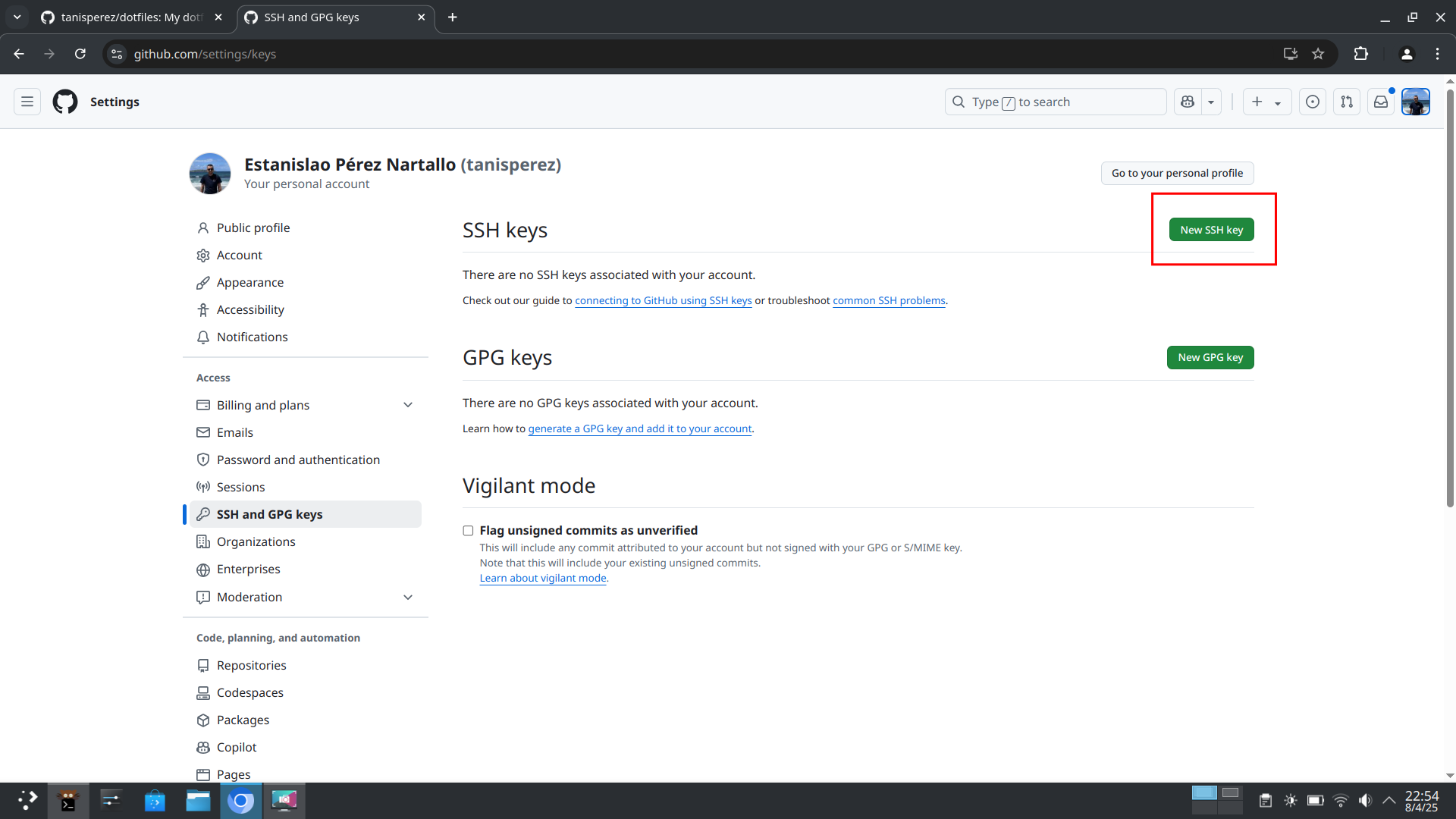 Add new SSH key to GitHub
