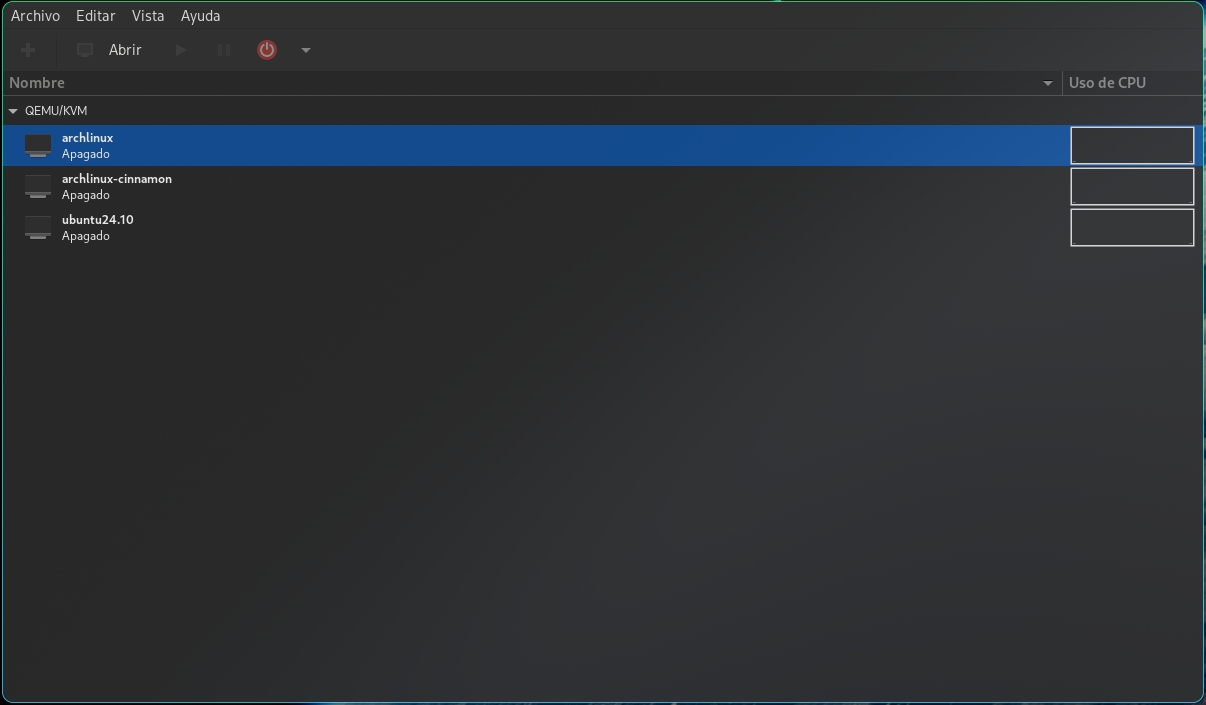 Virt-Manager running